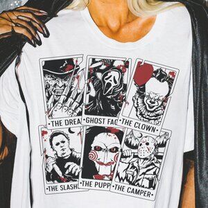 Red Fright Night Tarot Cards White T Shirt